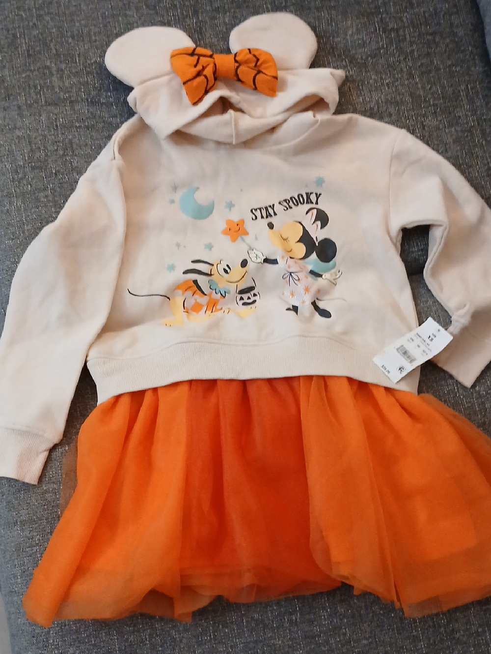 Disney Girls Halloween Tutu Hoodie Dress with Bow